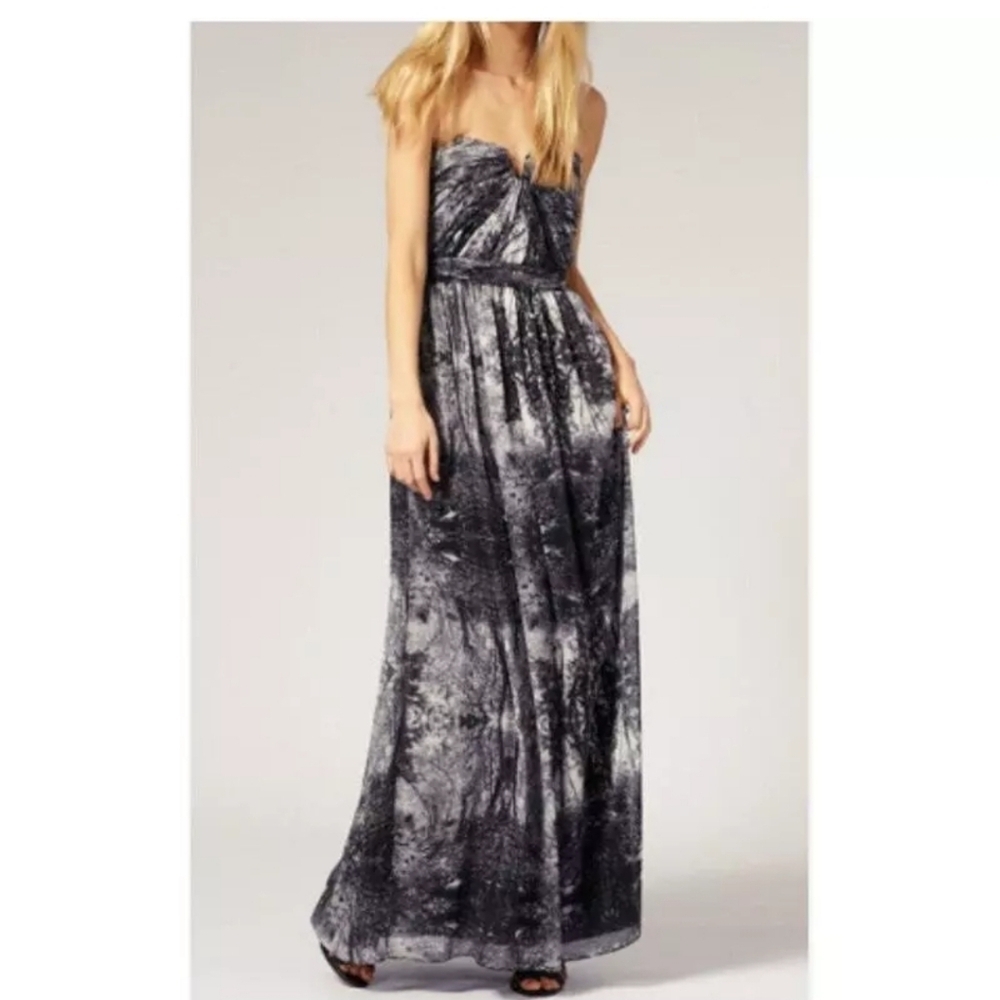 Ted Baker London Zaide Strapless Maxi Dress Forest Print Black White